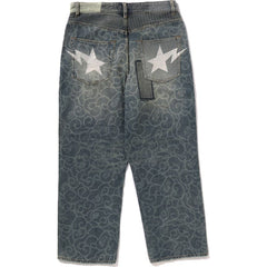 CLOUD CAMO JACQUARD UPCYCLED RELAXED FIT 13 OZ DENIM PANTS MENS