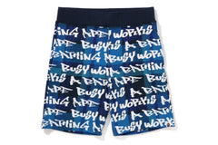 BAPE GRAFFITI CHECK SWEAT SHORTS MENS
