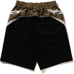 WILD LEOPARD PATTERN KNEE LENGTH OVERSIZED FIT TRACK SHORTS MENS