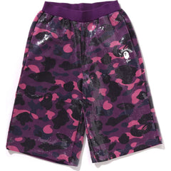 COLOR CAMO APE HEAD SEQUIN SWEAT SHORTS LADIES