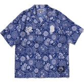 JAPANESE INDIGO ART CAMO OPEN COLLAR SS SHIRT MENS