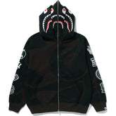BAPE US BLACK FRIDAY SOLID CAMO DOUBLE SHARK FULL ZIP HOODIE MENS