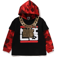 COLOR CAMO LAYERED RELAXED FIT PULLOVER HOODIE KIDS