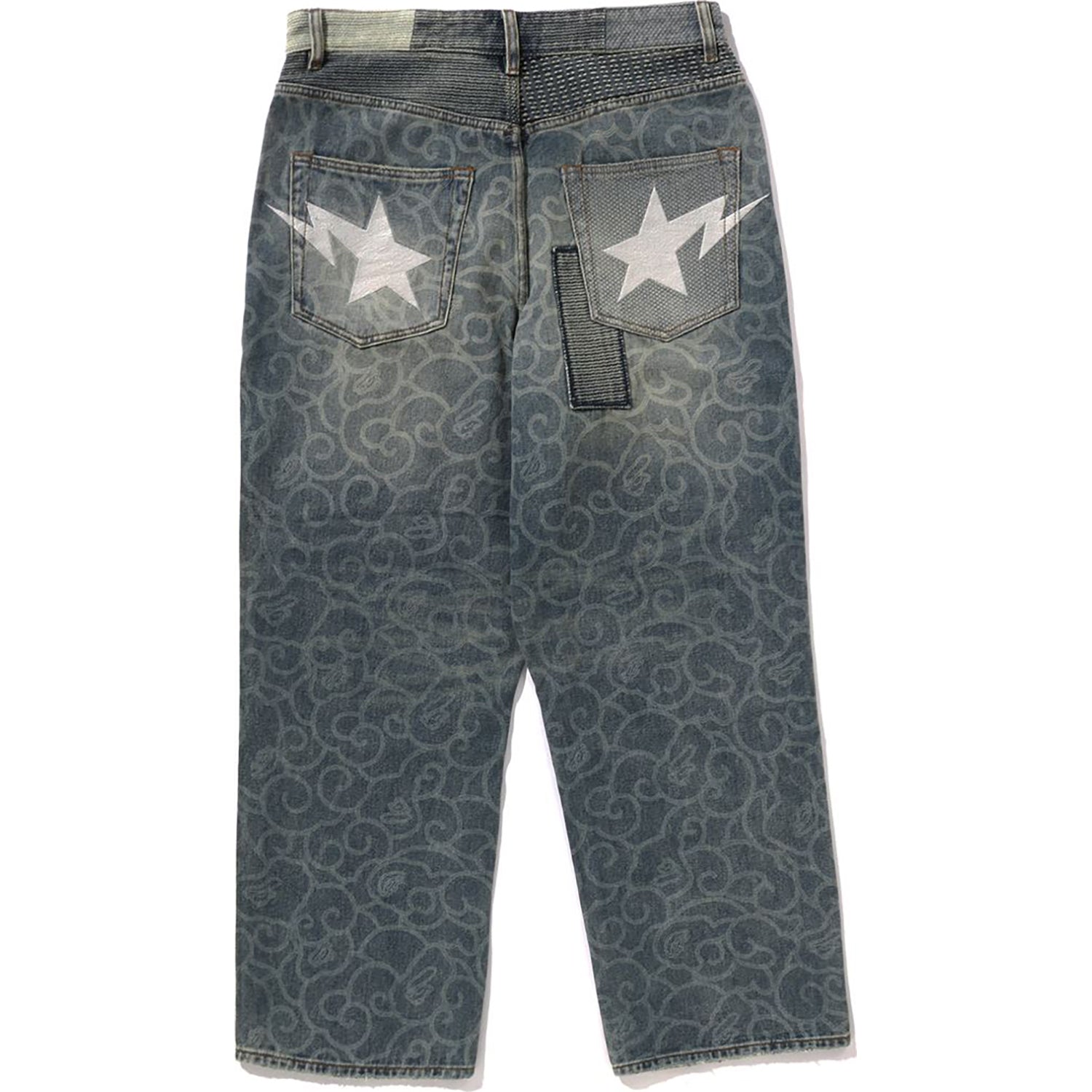 CLOUD CAMO JACQUARD UPCYCLED RELAXED FIT 13 OZ DENIM PANTS MENS