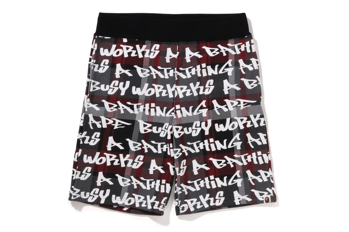 BAPE GRAFFITI CHECK SWEAT SHORTS MENS