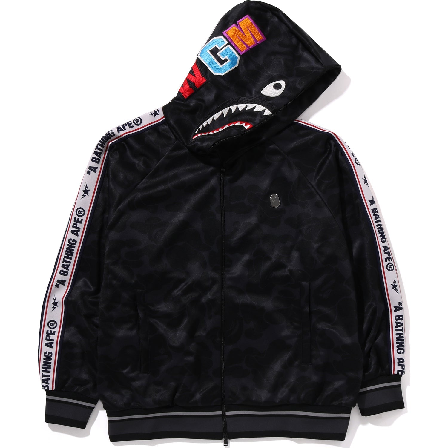 BAPE MENS SOLID CAMO RELAXED FIT SHARK FULL ZIP HOODIE JACKET