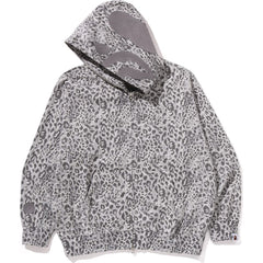 WILD LEOPARD PATTERN SHARK RELAXED FIT FULL ZIP HOODIE MENS