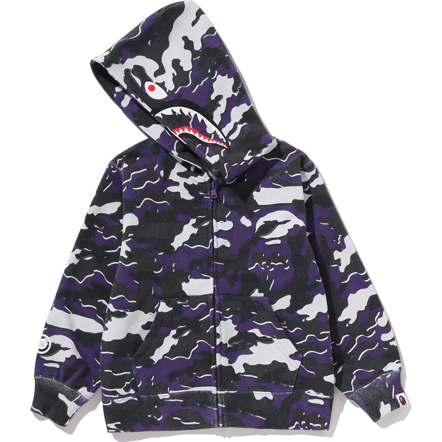 GLITCH WOODLAND CAMO SHARK ZIP HOODIE KIDS