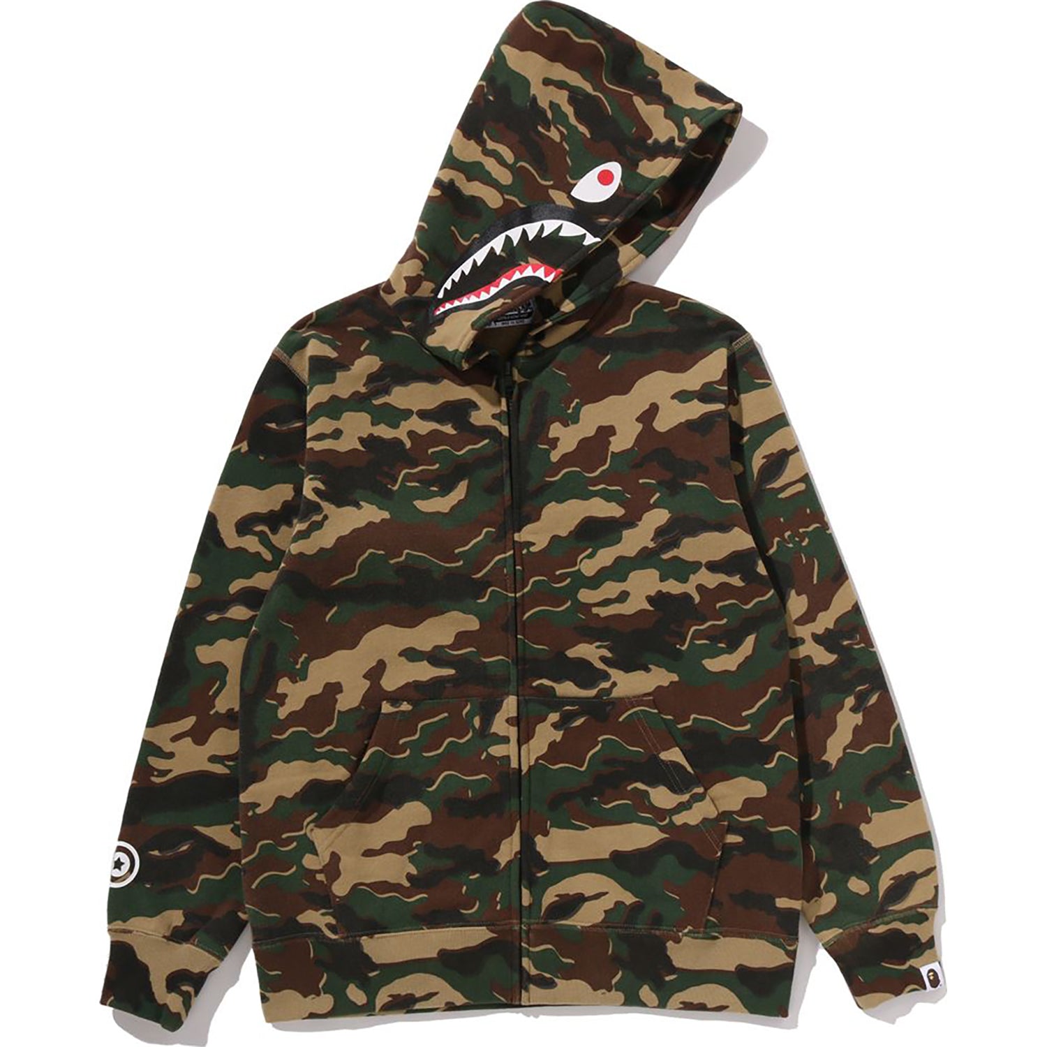 GLITCH WOODLAND CAMO SHARK ZIP HOODIE JR KIDS